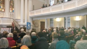 No Faith in Trident multi-faith event in Hinde Street Methodist Church, 27 February