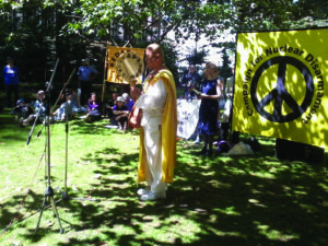 Rev Nagase speaking at Hiroshima Day ceremony. Pic: Pax Christi